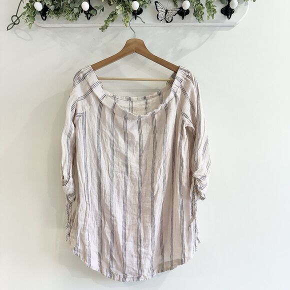 Free People X CP Shades Striped Off The Shoulder Blouse KS - Picture 2 of 4